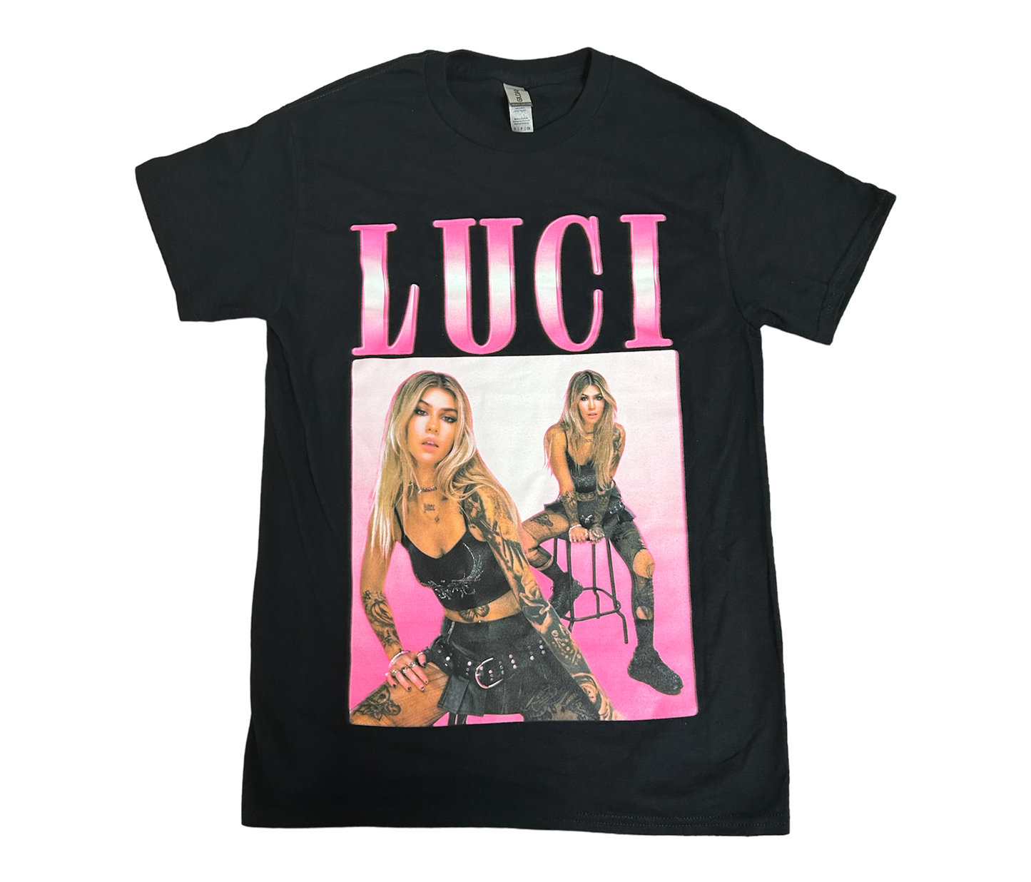Vintage Tee (Black With Pink Print)